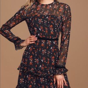 Lulus Floral to See Black Floral Print Long Sleeve